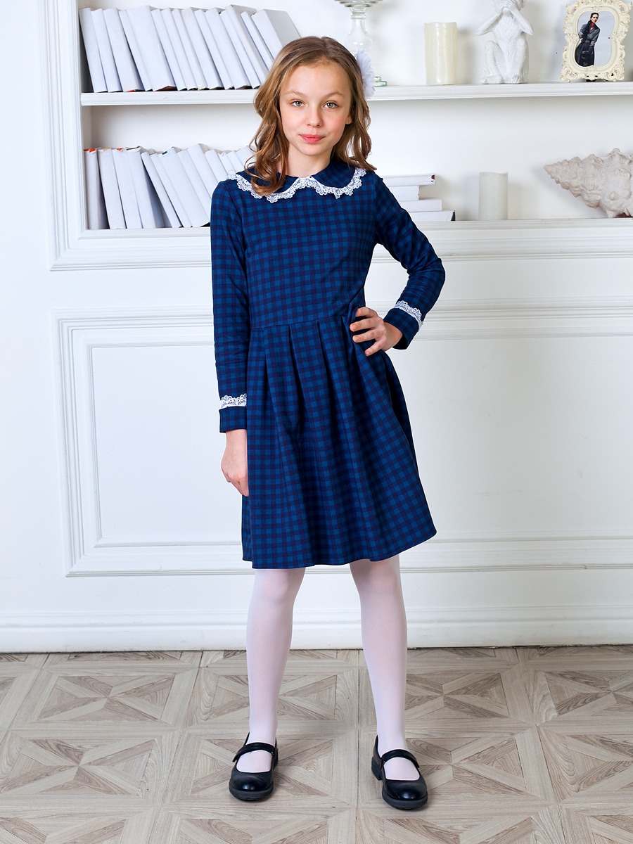 Школьное платье для девочки синее