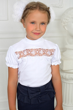 Блузка "Кружевница",  кор. рук, белый