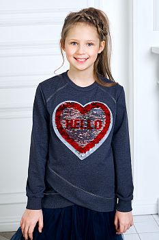 Свитшот "Хелло",антрацитовый