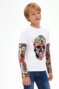 Футболка с длинным рукавом "Тату",белый