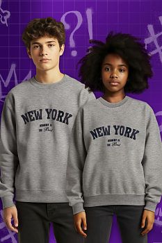 Свитшот "New York",серый меланж