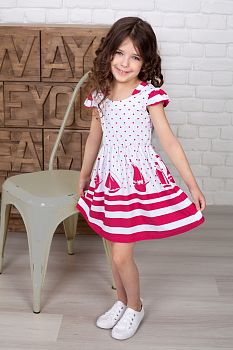 Платье - сарафан " Кораблики",малиновый