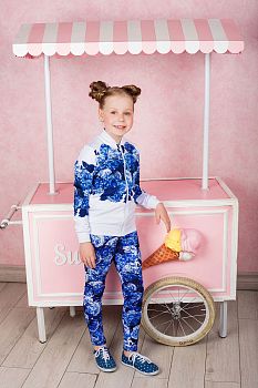 Толстовка на молнии "Лейла",белый/синий