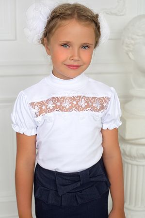 Блузка "Кружевница",  кор. рук, белый