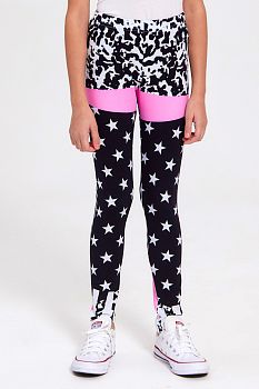 Леггенсы "Ассорти",чёрно-белый-звезды