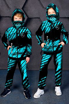 Спортивный костюм "Mercedes-Benz",чёрно-бирюзовый