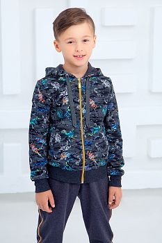 Толстовка на молнии "Динобум",антрацитовый