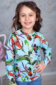 Свитшот " Птицы ",бирюза