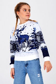 Свитшот " Северный Олень",белый