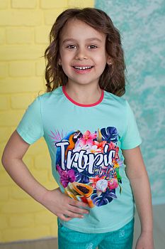 Футболка " Тропики ",ментоловый