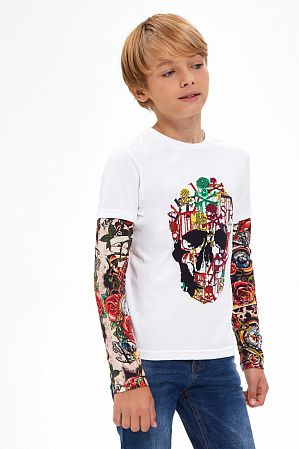 Футболка с длинным рукавом "Тату",белый