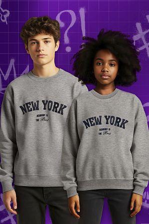 Свитшот "New York",серый меланж